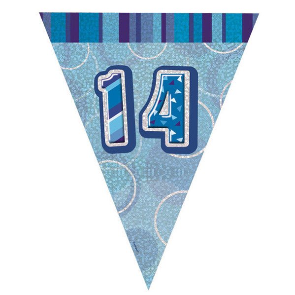 "14" Glitz Blue Flag Banner - 2.74m - The Party Marketplace