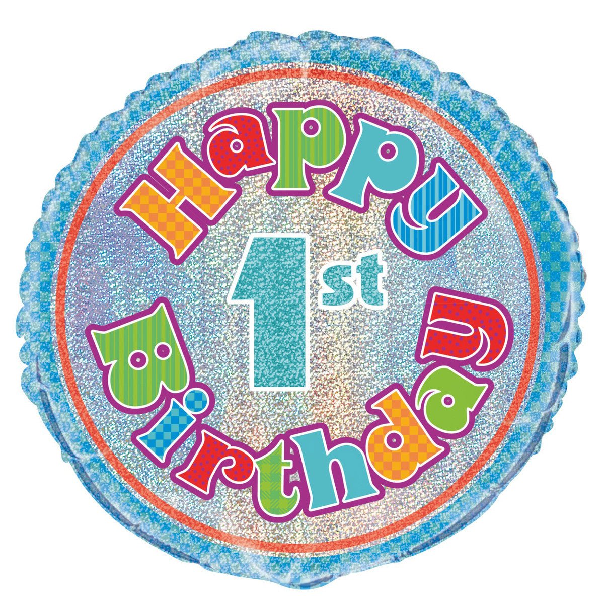 1st Birthday Foil Prismatic Balloon 45cm - The Party Marketplace