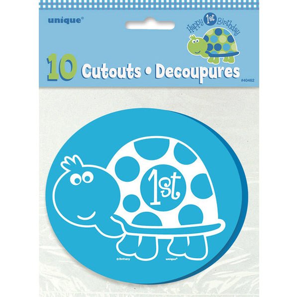 1st Birthday Turtle Mini Cutout Decorations (Pack of 10) - The Party Marketplace