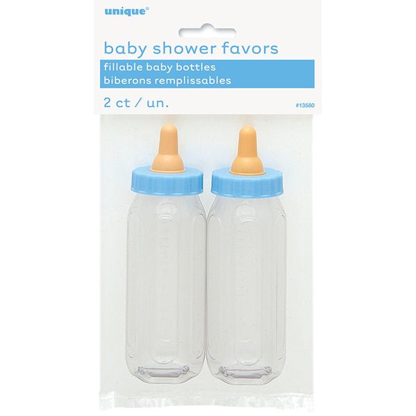 2 Baby Bottles - Blue (13cm) - The Party Marketplace