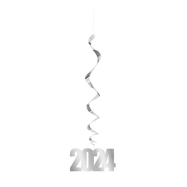 "2024" Foil Hanging Swirl Decorations (Pack of 3) - The Party Marketplace