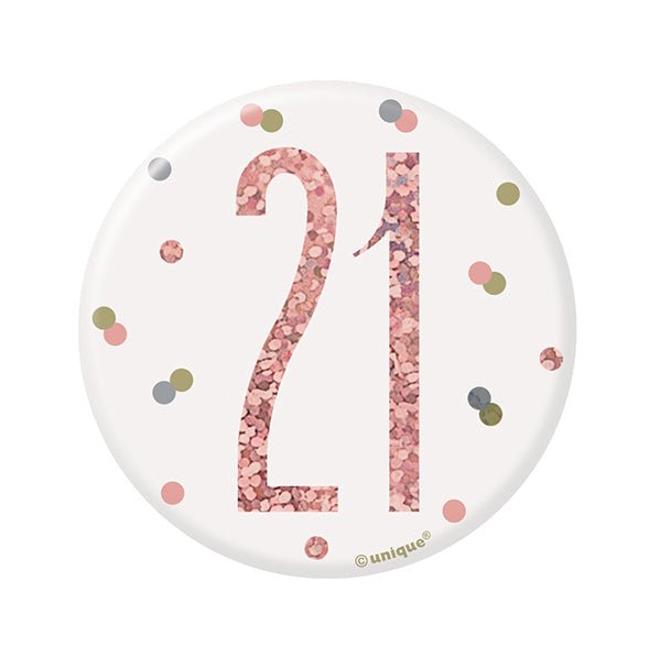 "21" Badge - Glitz Rose Gold - The Party Marketplace