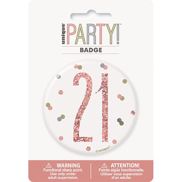 "21" Badge - Glitz Rose Gold - The Party Marketplace