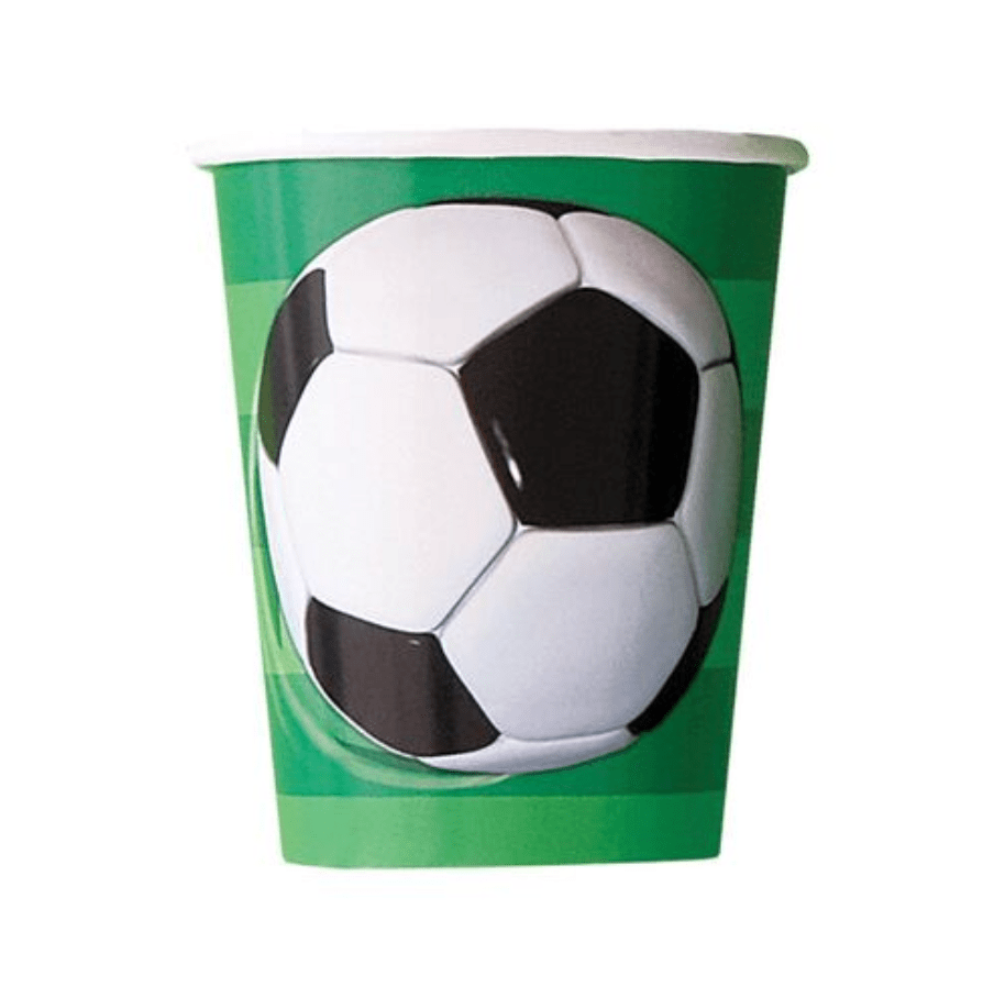 3D Soccer Paper Cups 270ml (Pack of 8) - The Party Marketplace