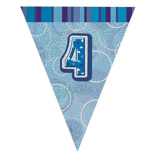"4" Glitz Blue Flag Banner - 2.74m - The Party Marketplace