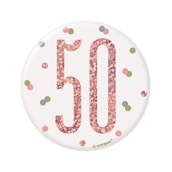 "50" Badge - Glitz Rose Gold - The Party Marketplace