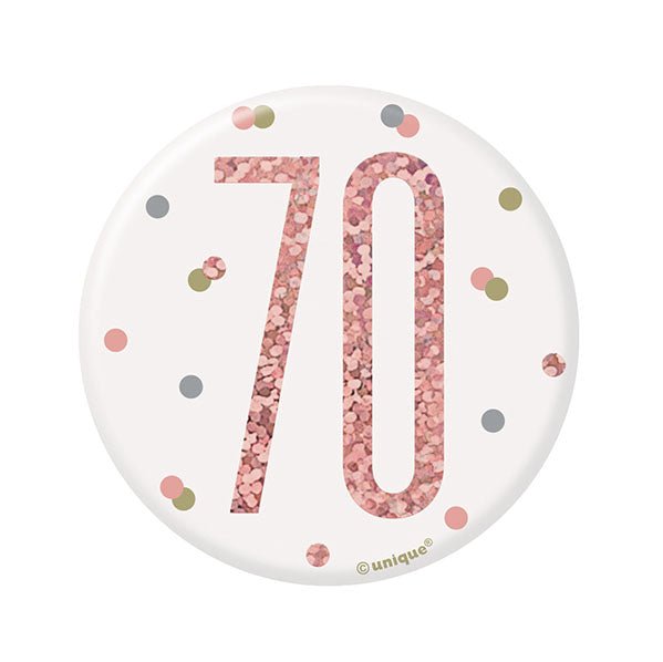 "70" Badge - Glitz Rose Gold - The Party Marketplace