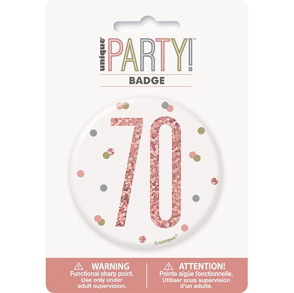"70" Badge - Glitz Rose Gold - The Party Marketplace