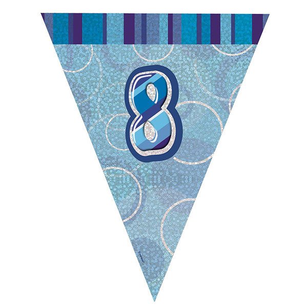 "8" Glitz Blue Flag Banner - 2.74m - The Party Marketplace