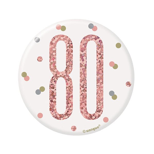 "80" Badge - Glitz Rose Gold - The Party Marketplace