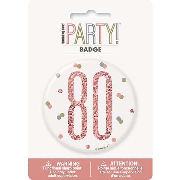 "80" Badge - Glitz Rose Gold - The Party Marketplace