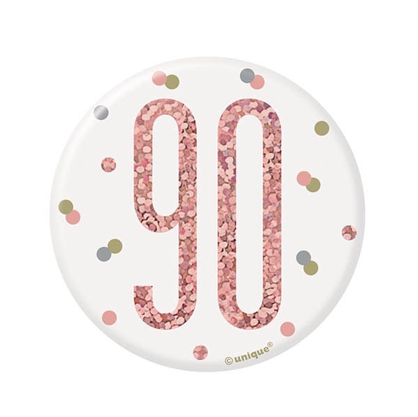 "90" Badge - Glitz Rose Gold - The Party Marketplace