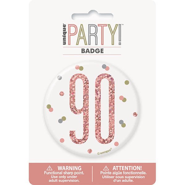 "90" Badge - Glitz Rose Gold - The Party Marketplace