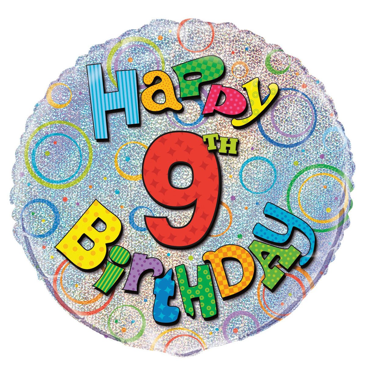 9th Birthday Foil Prismatic Balloon 45cm - The Party Marketplace