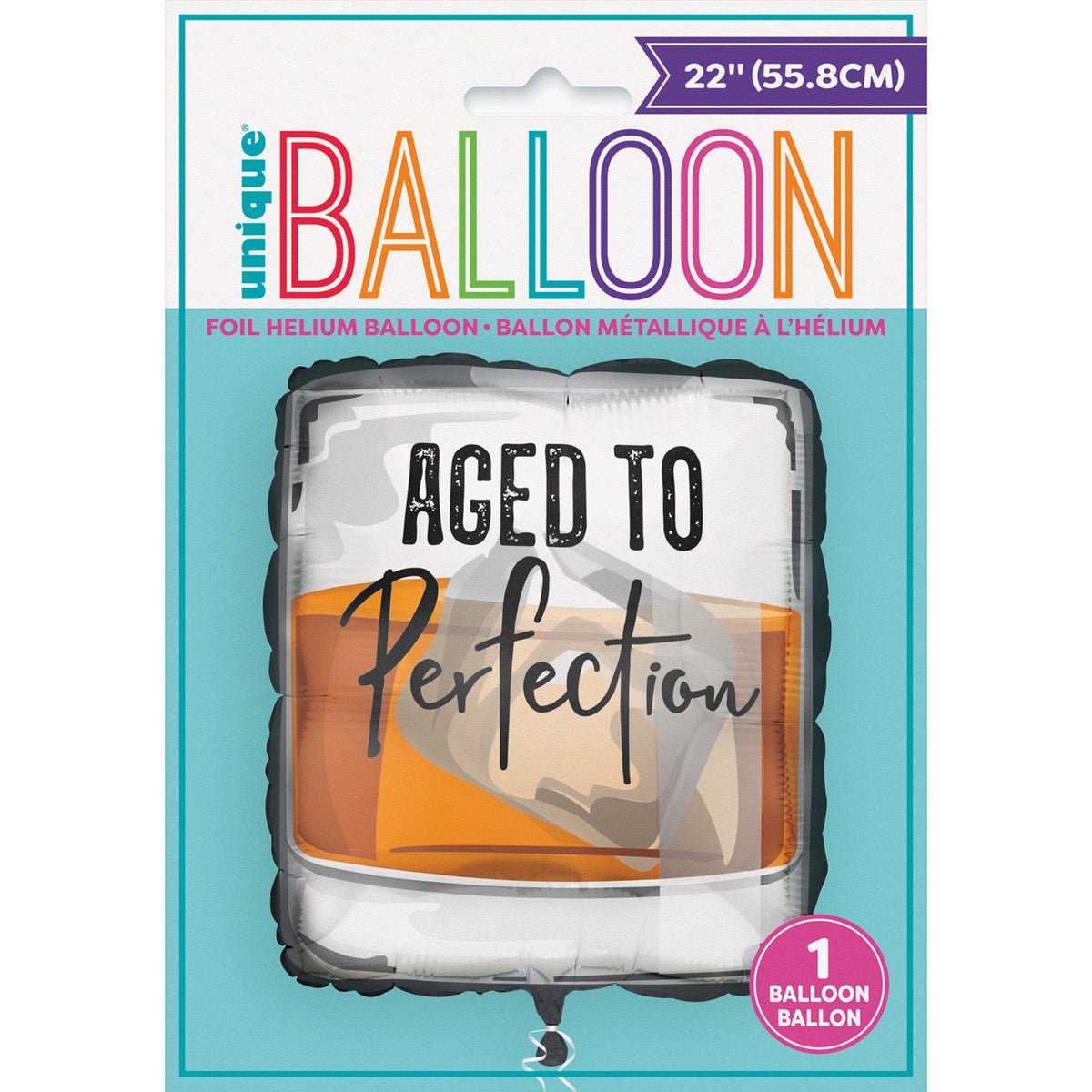 "Aged To Perfection" Scotch Glass Shaped Foil Balloon 55.8cm - The Party Marketplace