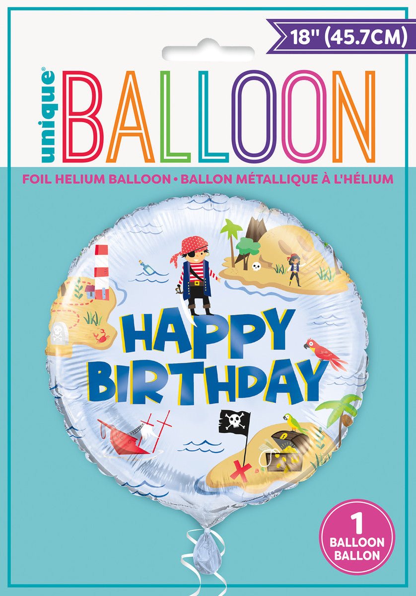 Ahoy Pirate "Happy Birthday" Foil Balloon 45cm - The Party Marketplace