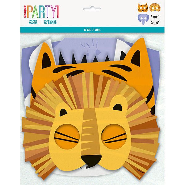 Animal Safari Paper Masks (Pack of 8) - The Party Marketplace