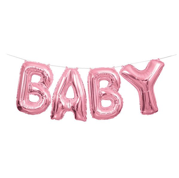 "Baby" Pink Foil Letter Balloon Kit - The Party Marketplace