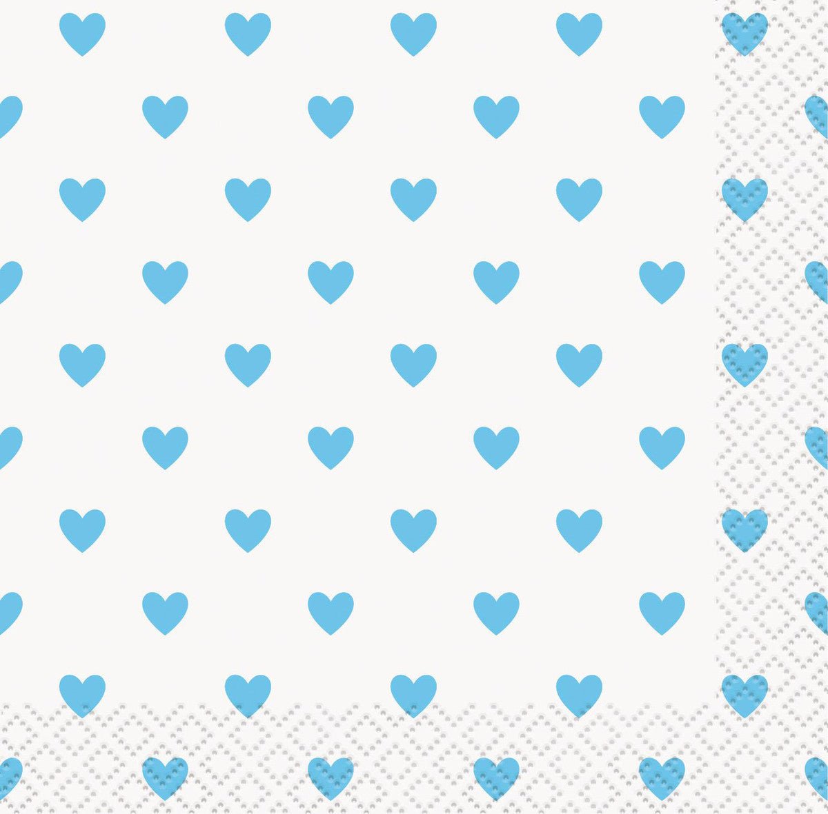 Baby Shower Blue Hearts Beverage Napkins (Pack of 16) - The Party Marketplace