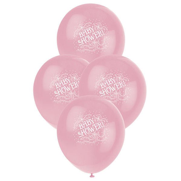 "Baby Shower" Pink Balloons 30cm (Pack of 6) - The Party Marketplace
