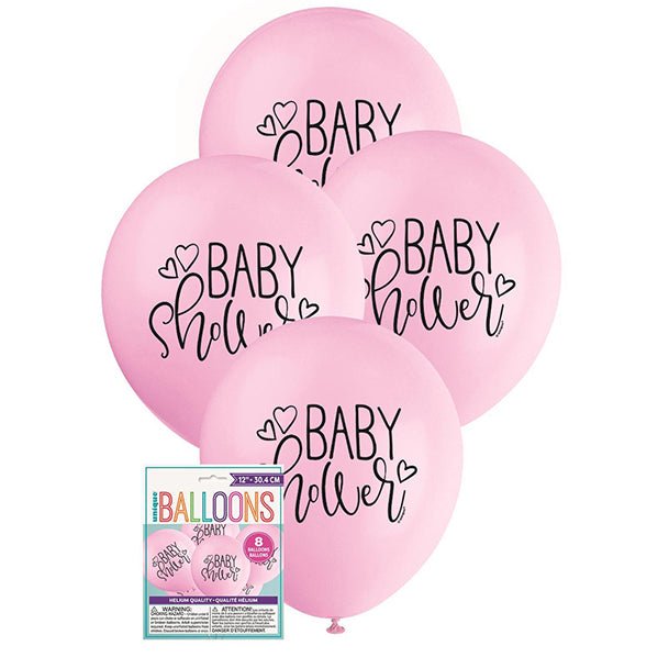 Baby Shower - Pink Balloons 30cm (Pack of 8) - The Party Marketplace