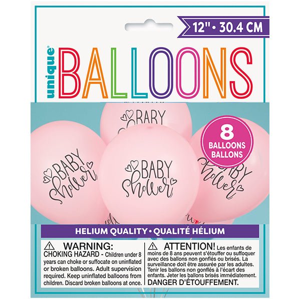Baby Shower - Pink Balloons 30cm (Pack of 8) - The Party Marketplace