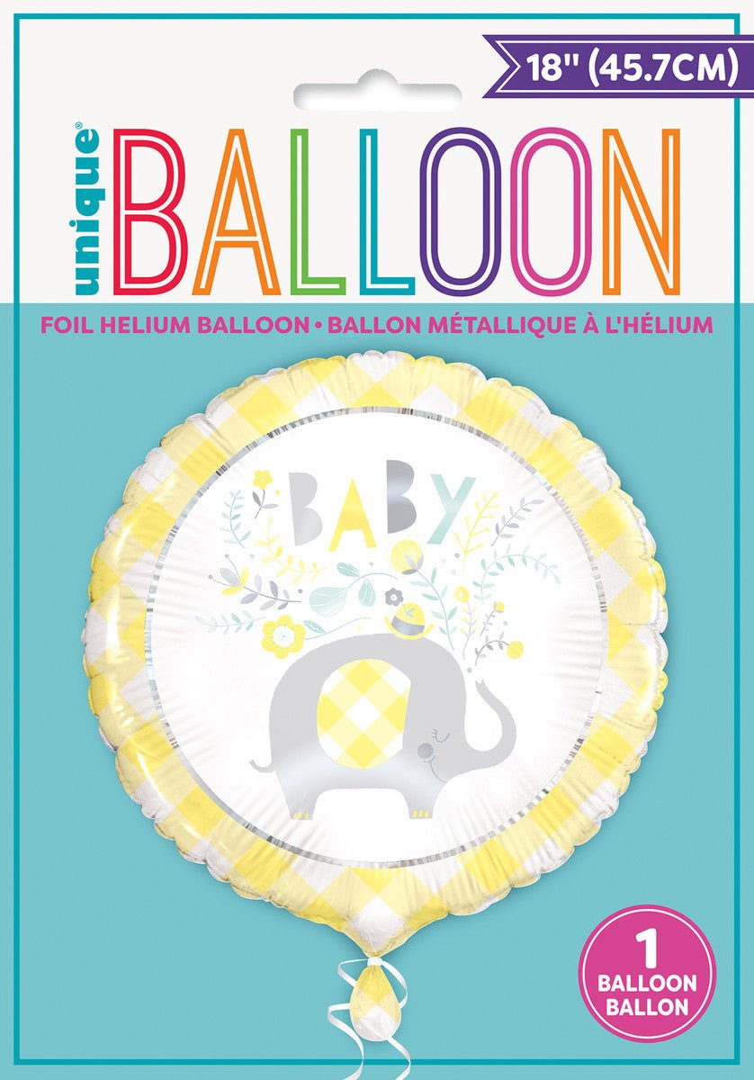 Baby Shower Yellow Foil Balloon 45cm - The Party Marketplace