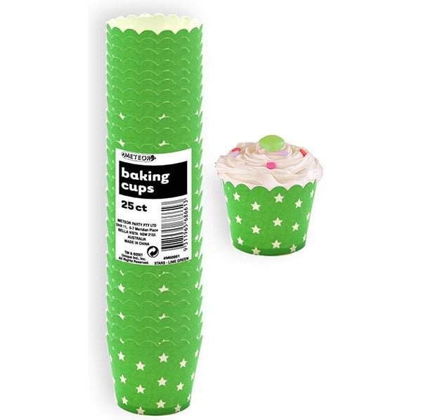Baking Cups - Stars Lime Green (Pack of 25) - The Party Marketplace