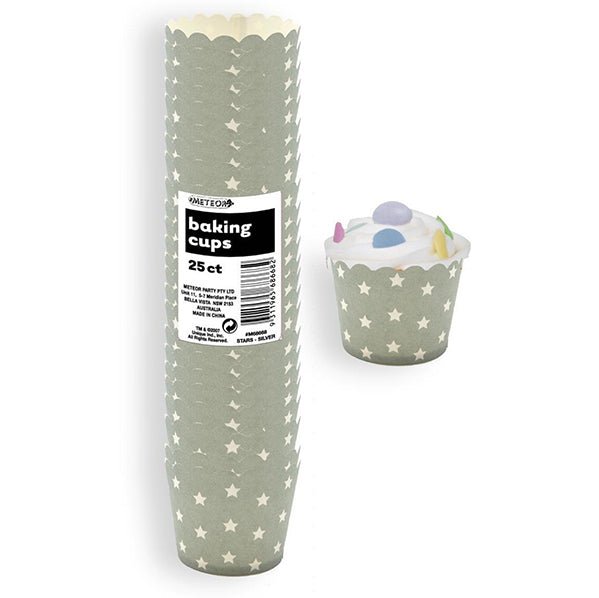 Baking Cups - Stars Silver (Pack of 25) - The Party Marketplace