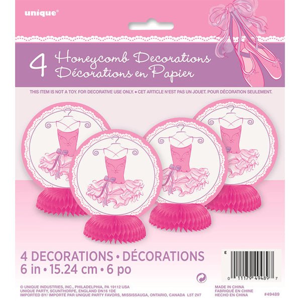 Ballerina Mini Honeycomb Decorations (Pack of 4) - The Party Marketplace