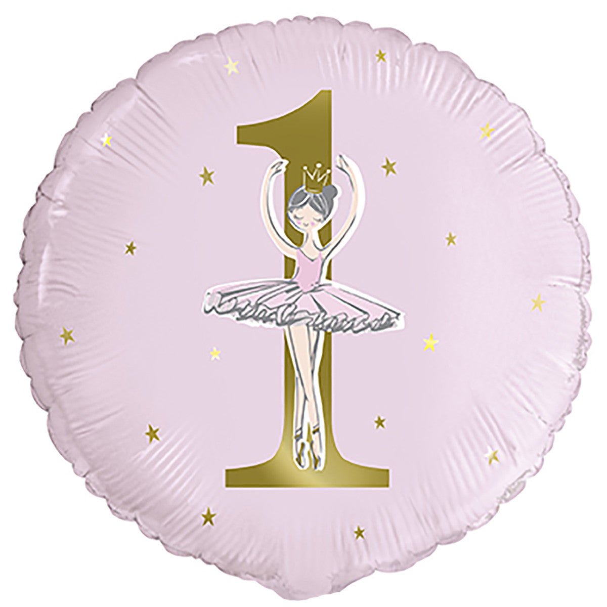 Ballerina Pink & Gold 1st Birthday Foil Balloon 45cm - The Party Marketplace
