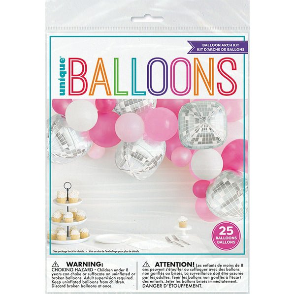 Balloon Arch Kit "Pink & Disco Ball" (25 piece set) - The Party Marketplace