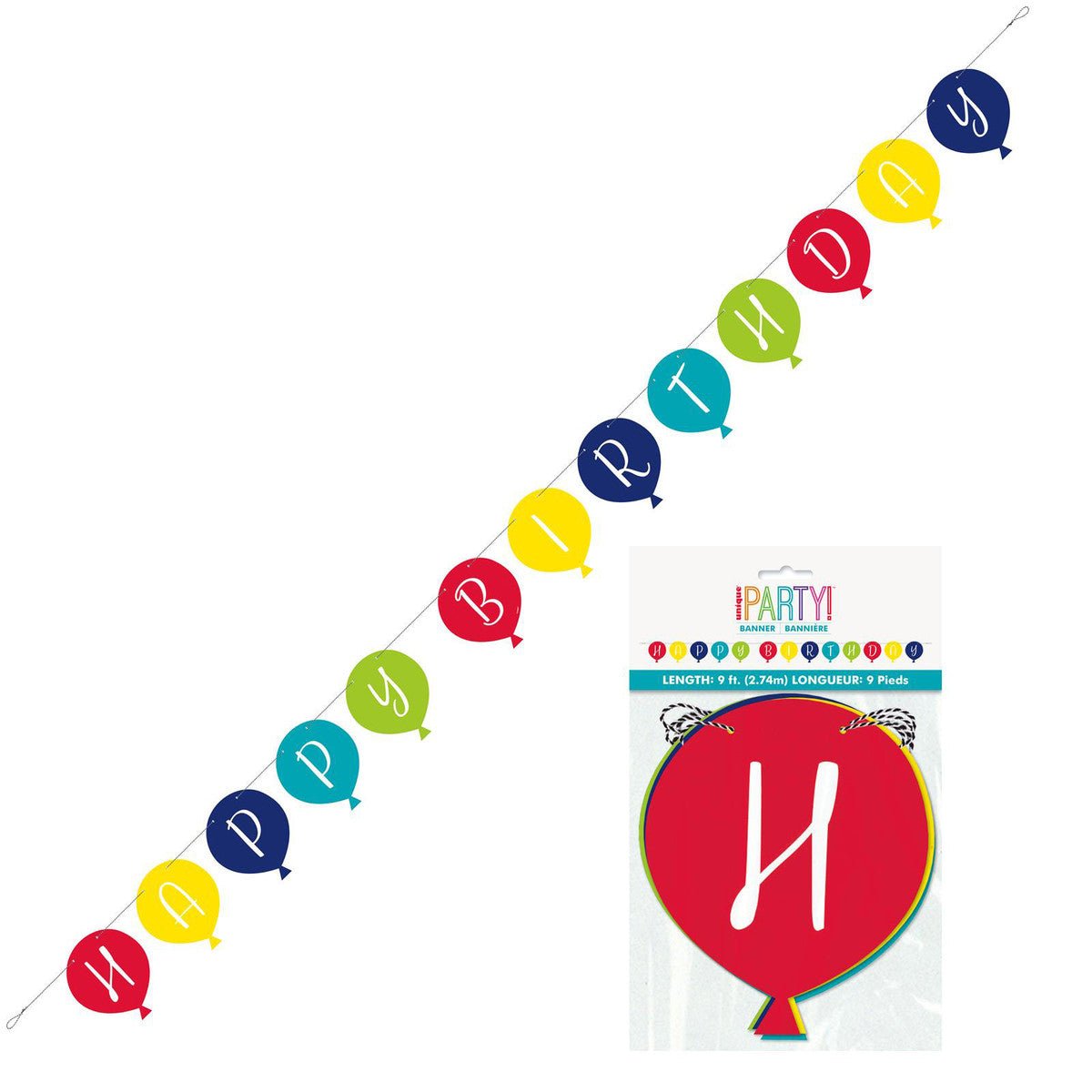 Balloon Birthday Party "Happy Birthday" Jointed Banner - 2.74m - The Party Marketplace