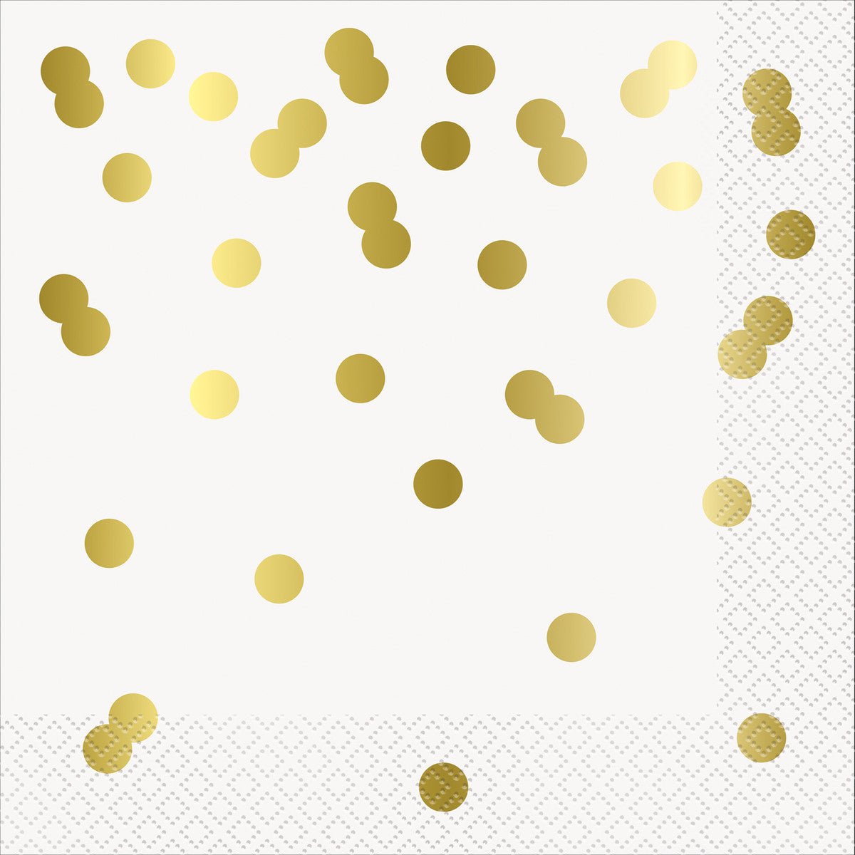 Big Gold Confetti Dots Foil Stamped Luncheon Napkins (Pack of 16) - The Party Marketplace