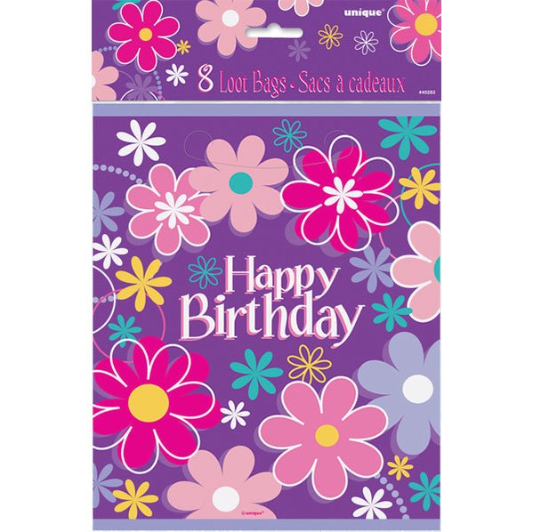 Birthday Blossom Loot Bags (Pack of 8) - The Party Marketplace