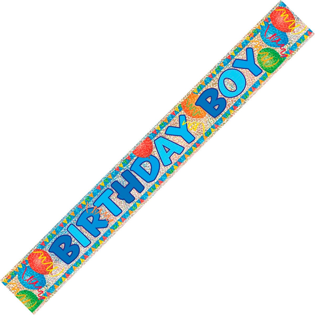 Birthday Boy Prismatic Foil Banner (12ft) - The Party Marketplace