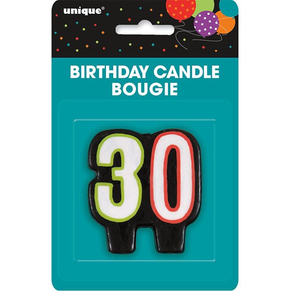 Birthday Cheer "30" Numeral Candle - The Party Marketplace