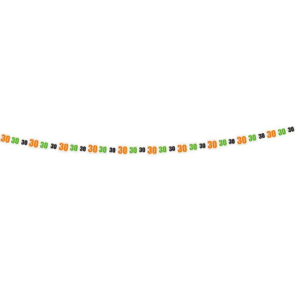 Birthday Cheer "30" Paper Garland (2.74m) - The Party Marketplace