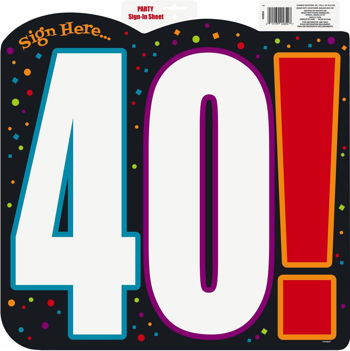 Birthday Cheer "40" Sign Here Cutout - The Party Marketplace
