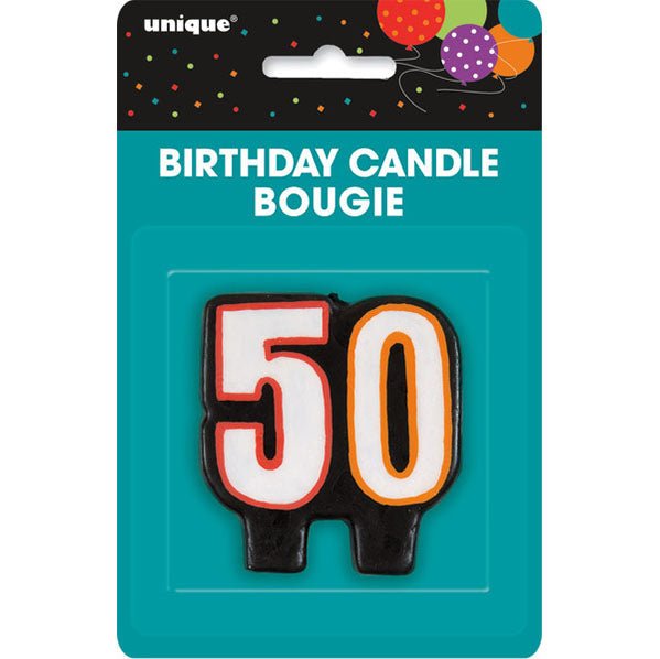 Birthday Cheer "50" Numeral Candle - The Party Marketplace