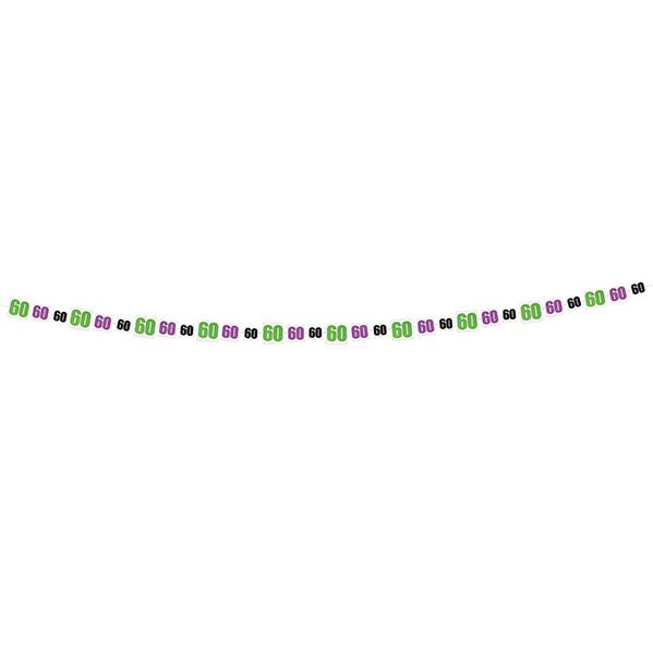 Birthday Cheer "60" Paper Garland (2.74m) - The Party Marketplace
