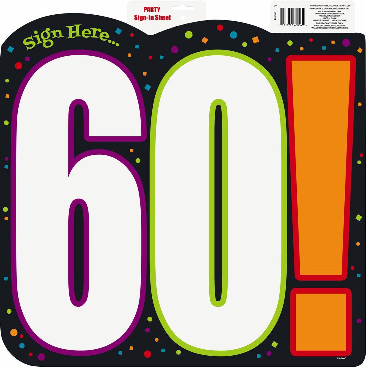 Birthday Cheer "60" Sign Here Cutout - The Party Marketplace
