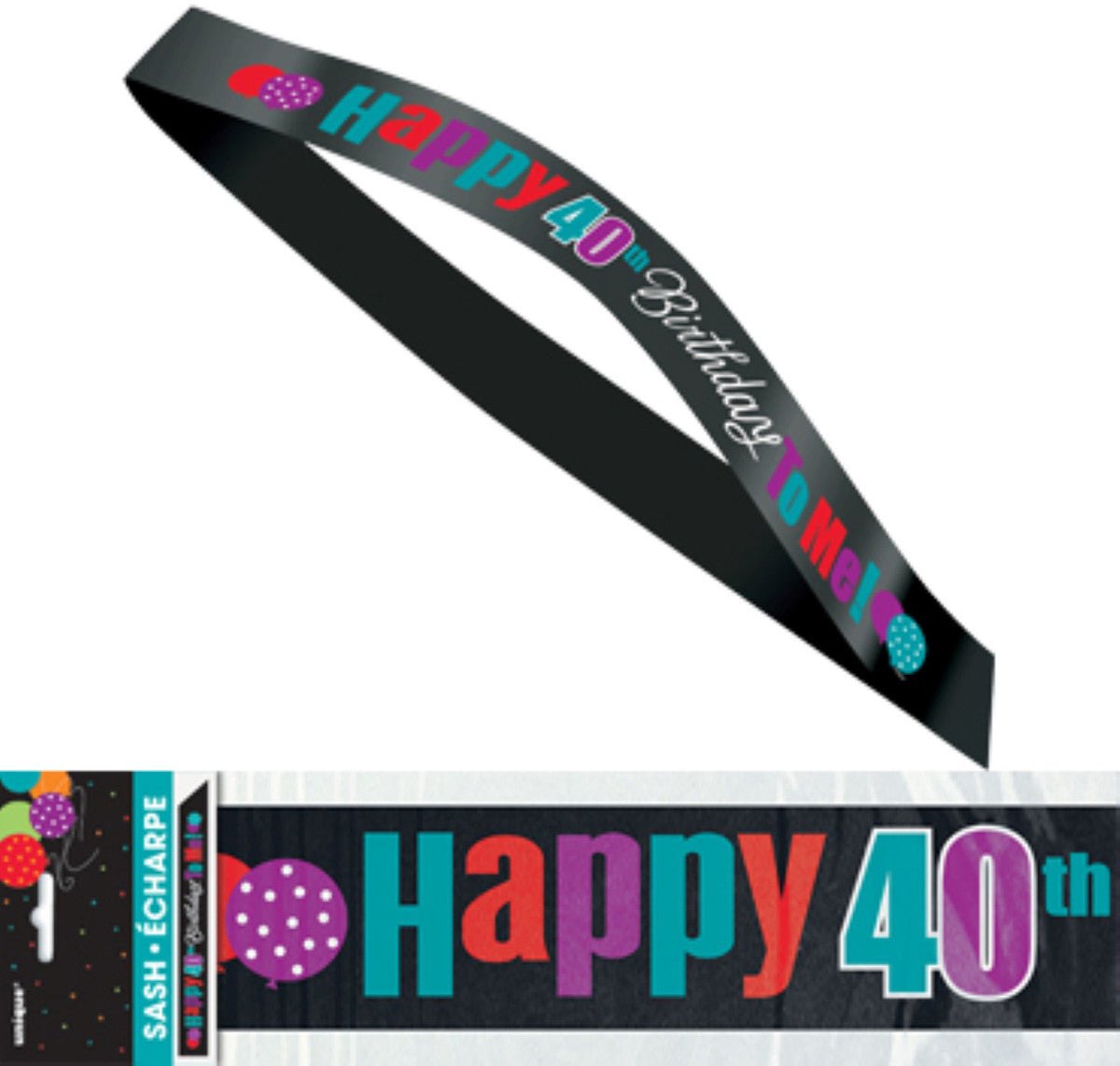 Birthday Cheer Satin Sash - "Happy 40th Birthday To Me!" - The Party Marketplace