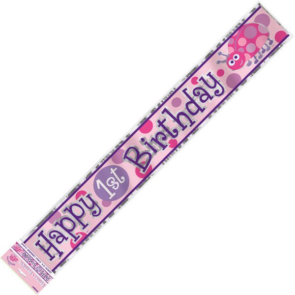 Birthday Ladybug "Happy 1st Birthday" Foil Banner - 3.65m - The Party Marketplace