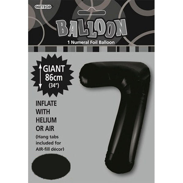Black "7" Numeral Foil Balloon (86cm) - The Party Marketplace