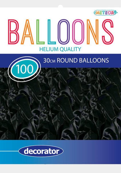 Black Decorator Balloons 30cm (Pack of 100) - The Party Marketplace