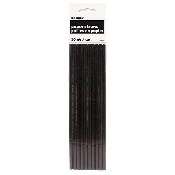 Black Foil Paper Straws (Pack of 10) - The Party Marketplace