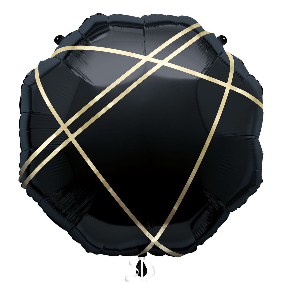Black & Gold Stripe Octagonal Shaped Foil Balloon 63.5cm - The Party Marketplace