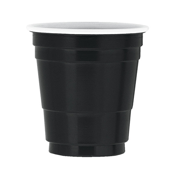 Black Plastic Shot Glasses 59.1ml (Pack of 20) - The Party Marketplace