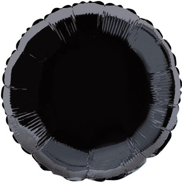 Black Round Foil Balloon 45cm - The Party Marketplace